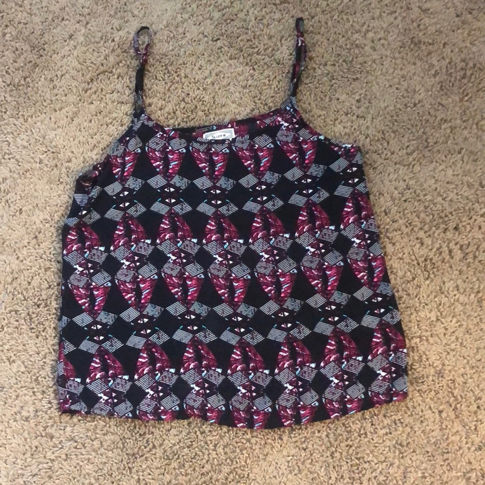 Spaghetti Strap Print Multicolored Blouse
